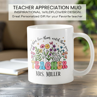 Taza De Café Inspiración personalizada de profesores de flores 