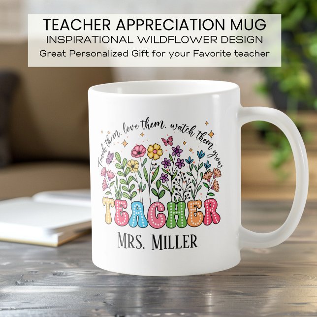 Taza De Café Inspiración personalizada de profesores de flores  (Subido por el creador)