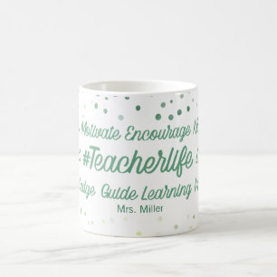 Taza De Café Inspiración personalizada del texto verde del prof