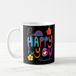 Taza De Café Inspirador colorido sé feliz, Personalizado