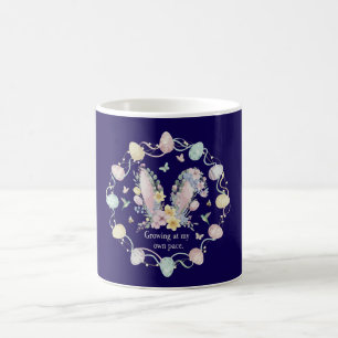 Taza De Café Inspirador "Creciendo a mi propio ritmo" Floral