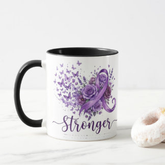 Taza De Café Inspirador Más Fuerte - Cinta Morada