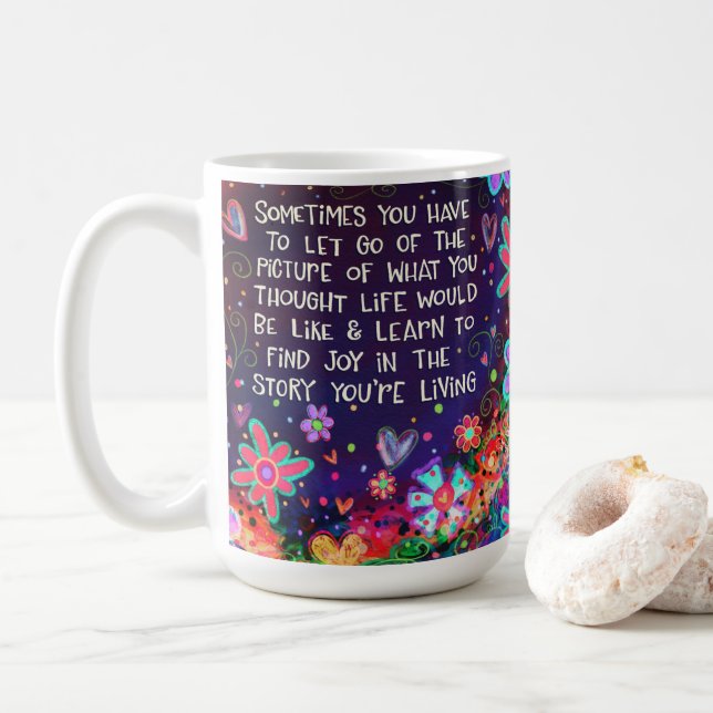 Taza De Café Inspiradora Bonito Alegría Cita Inespiritualidad (Con donut)