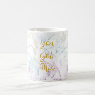 Taza De Café inspiradora cita de mármol colorido que tienes es