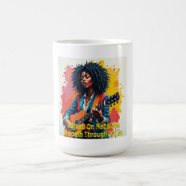 Taza De Café Inspiradora de arte guitarista personalizado mujer
