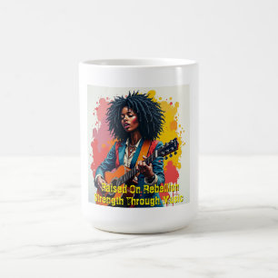 Taza De Café Inspiradora de arte guitarista personalizado mujer