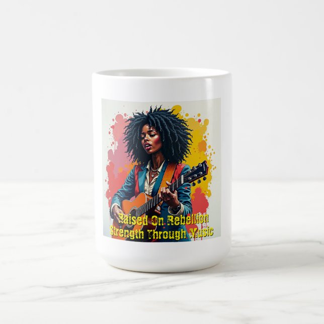 Taza De Café Inspiradora de arte guitarista personalizado mujer (Centro)