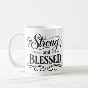 Taza de café inspiradora fuerte y bendita