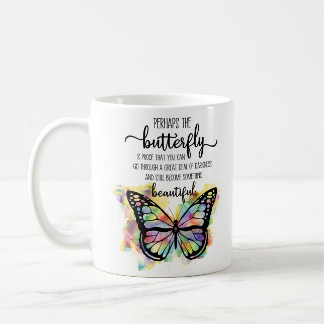 Taza De Café Inspiradora mariposa colorida (Izquierda)