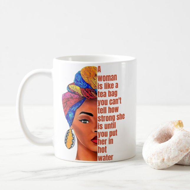 Taza De Café Inspiradora mujer afroamericana con cita (Con donut)