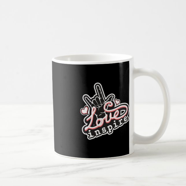 Taza De Café inspirar amor ASL ILY Hand Rótulo Lenguaje sordo c (Derecha)