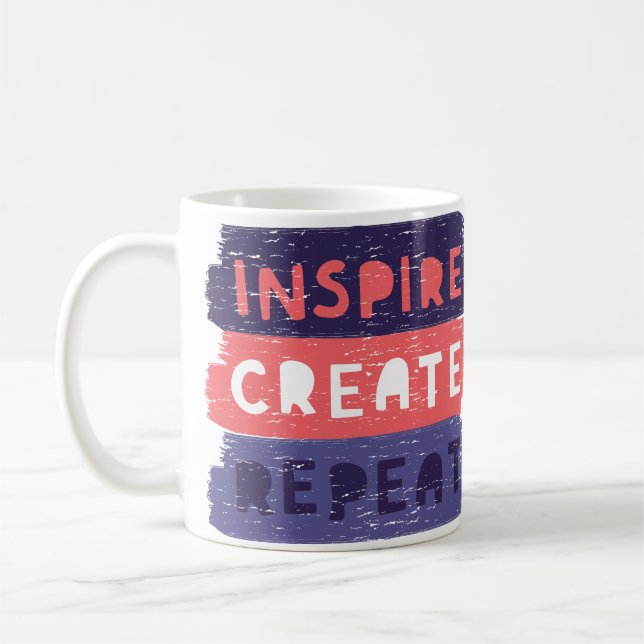Taza De Café Inspire Create Repeat Mug – Motivational Artistic  (Izquierda)