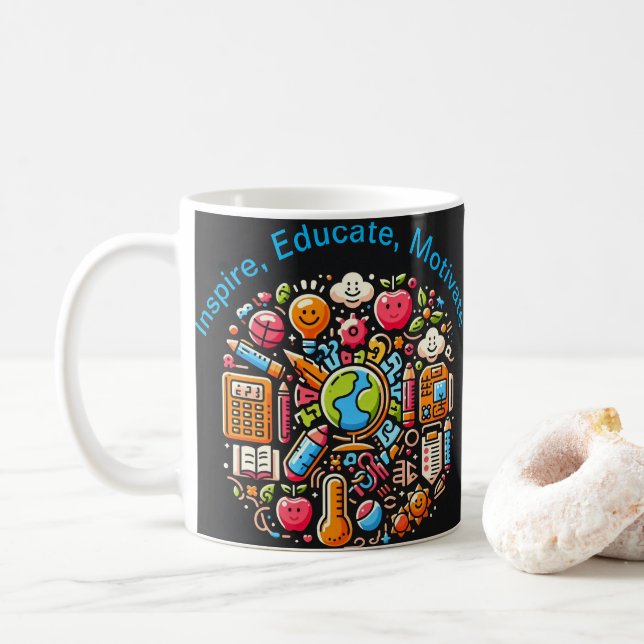 Taza De Café Inspire, educe y motive el café (Con donut)
