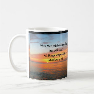 TAZA DE CAFÉ INSPIRING MATTHEW 19:26 DISEÑO DE SUNRISE