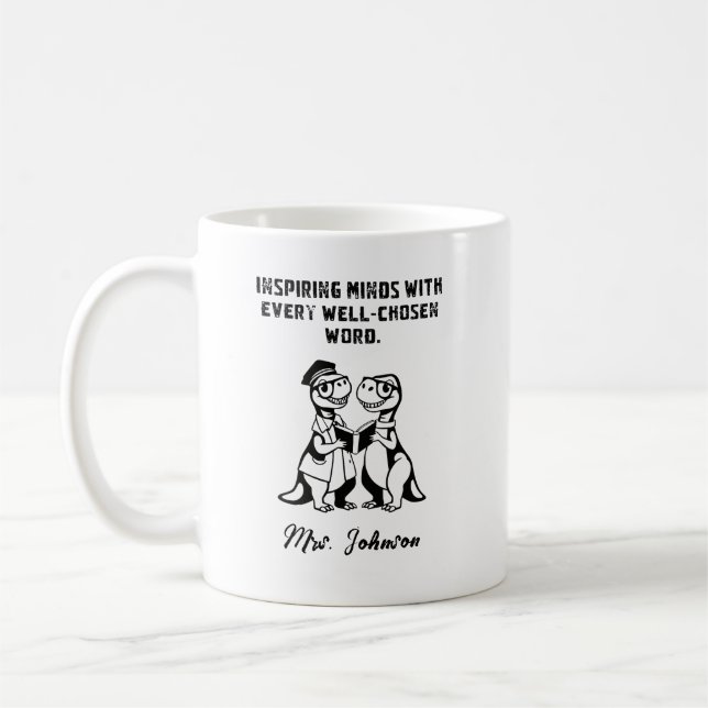Taza De Café Inspiring Minds Well-Chosen Word Educator Design (Izquierda)