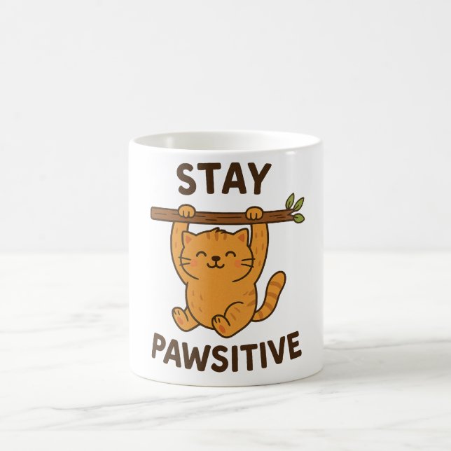 Taza De Café  Inspiring "Stay pawsitive" Quote Print (Centro)