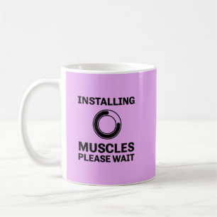 Taza De Café Instalación de Músculos Por Favor Esperar El Traba