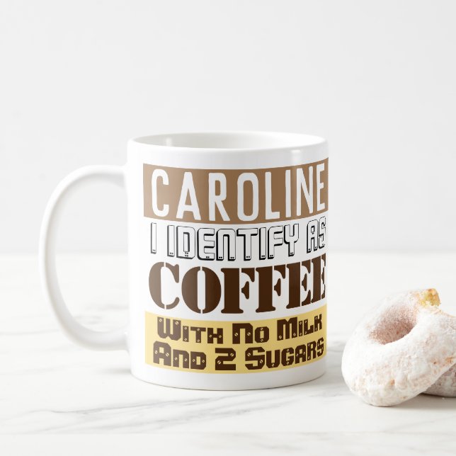 Taza De Café Instrucciones para bebidas con nombre (Con donut)