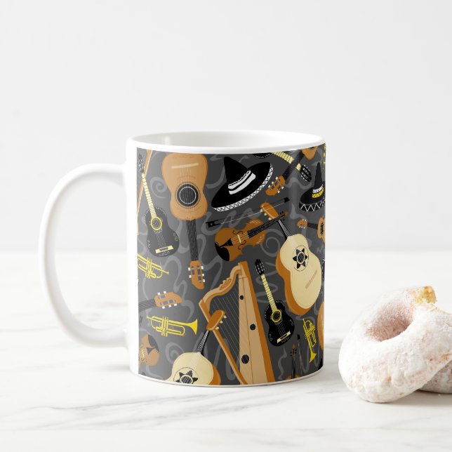 Taza De Café Instrumentos de Personalizado de banda de Mariachi (Con donut)