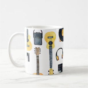 Taza De Café Instrumentos musicales: acuarela sin foco
