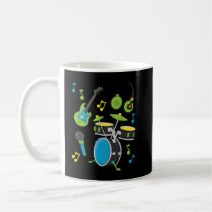 Taza De Café Instrumentos Musicales Guitarra Batería