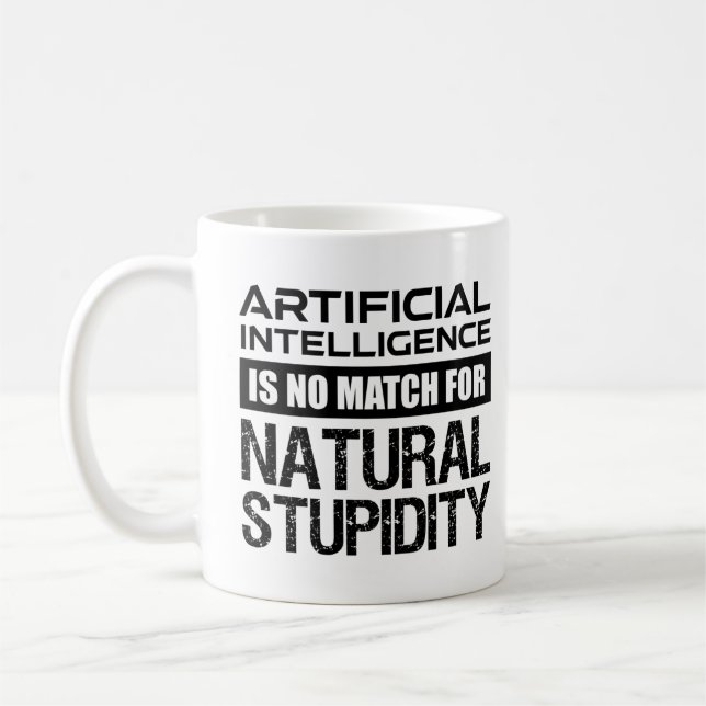 Taza De Café Inteligencia Artificial Estupidez Natural Graciosa (Izquierda)