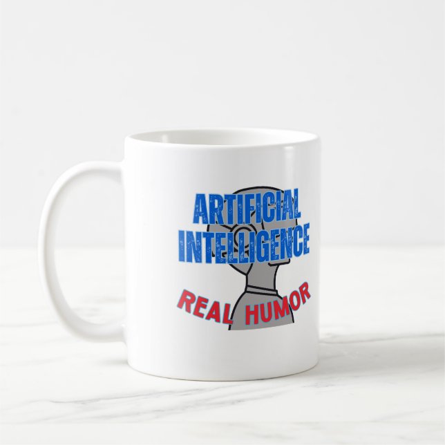 Taza De Café Inteligencia artificial, humor real.w White BG (Izquierda)