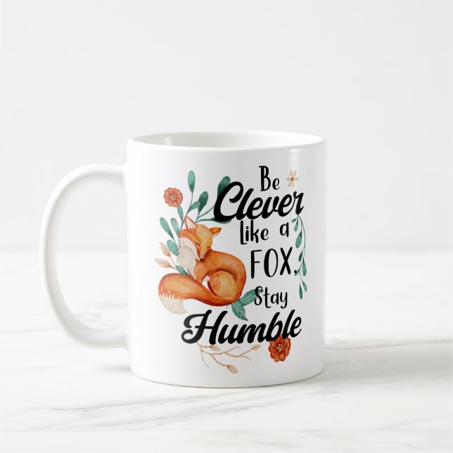 Taza De Café Inteligente Como Fox, Humble, Floral animal salvaj (Izquierda)