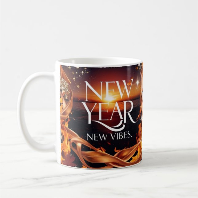 Taza De Café Intense Fire Sunset "New Year, New Vibes" Premium  (Izquierda)