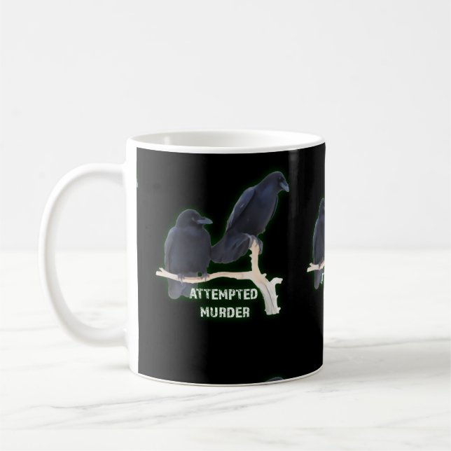 Taza De Café Intento de asesinato Corvids divertido (Izquierda)