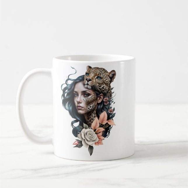 Taza De Café Interacción fascinante entre el animal y el humano (Izquierda)