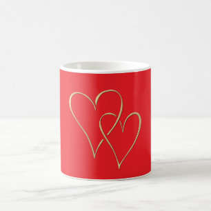 Taza De Café Interbloqueando corazones dorados