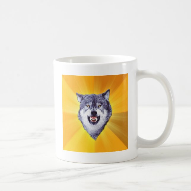Taza De Café Internet animal Meme del consejo del lobo del (Derecha)