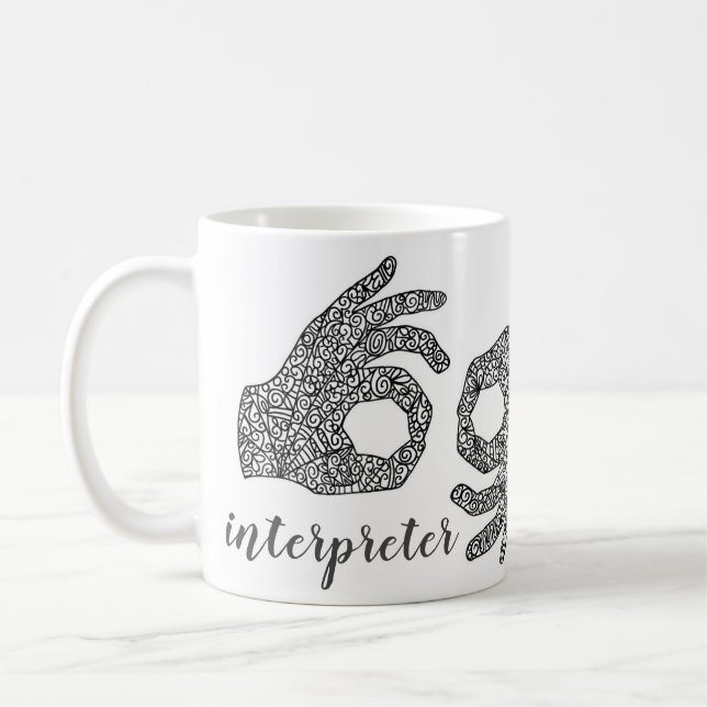 Taza De Café "Intérprete" American Rótulo Language Mug  (Izquierda)