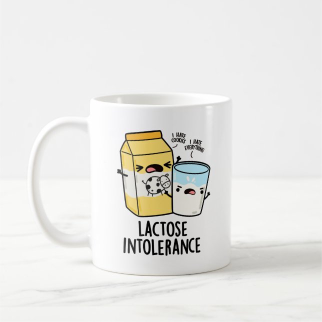 Taza De Café Intolerancia a la lactosa Pun de leche divertida (Izquierda)