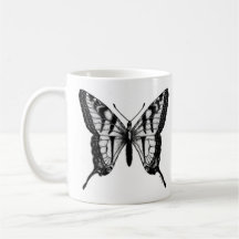 Taza de café intrépida de la mariposa de