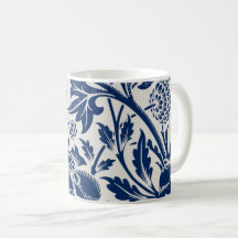 Intricate blue floral pattern on light background
