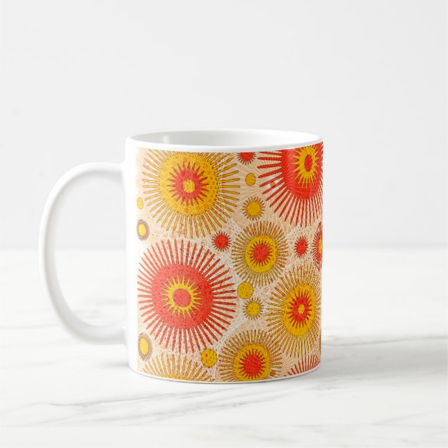 Taza De Café Intrigante diseño abstracto moderno con flores y  (Izquierda)