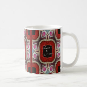 Taza De Café "Intrincado diseño de Mandala con 'Escuchar amor'