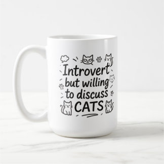 Taza De Café Introvertido pero dispuesto a discutir gatos