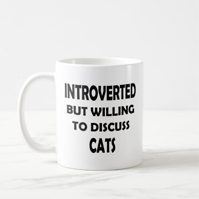 Taza De Café Introvertido, pero los gatos son siempre un tema - (Izquierda)