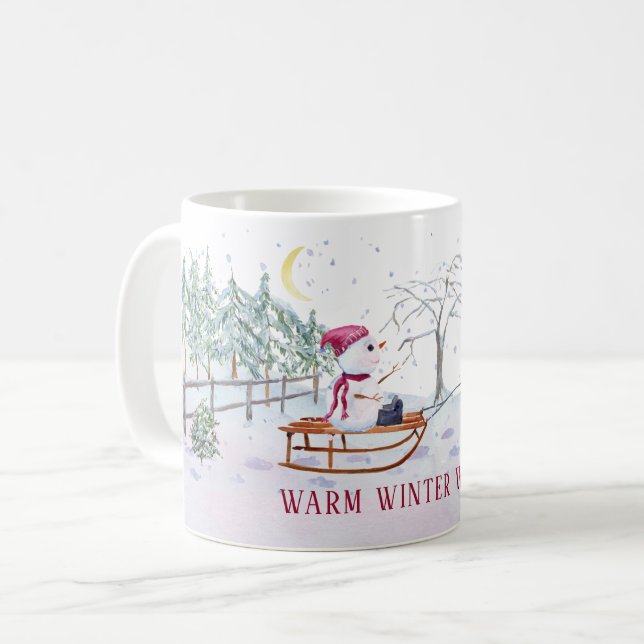 Taza De Café Invierno cálido desea que el hombre de nieve y el  (Anverso izquierdo)