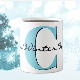 Taza De Café Invierno cálido Deseos Negrita Letra Azul 11oz Cla