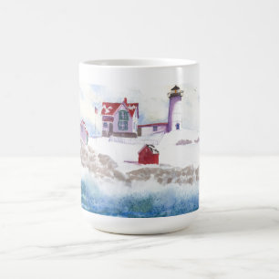 Taza De Café Invierno en Nubble LIghthouse Maine Mug