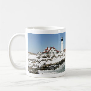 Taza De Café Invierno en Portland Head Light