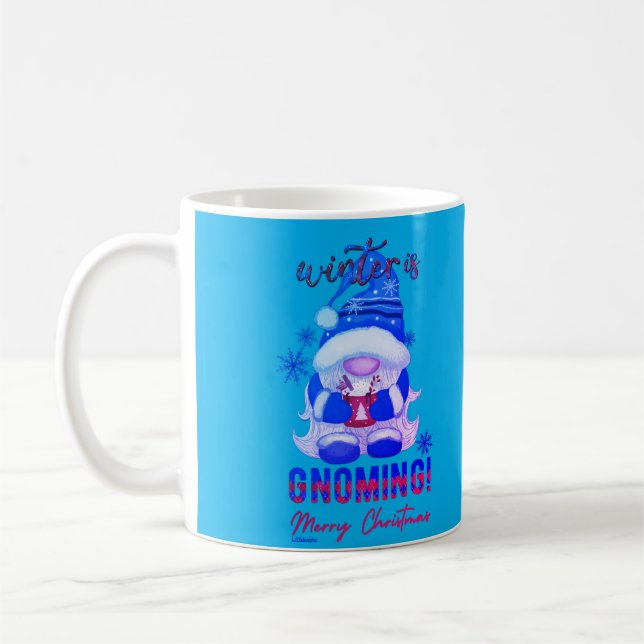 Taza De Café INVIERNO ESTÁ NAVEGANDO navidades graciosos gnome (Izquierda)