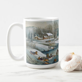 Taza De Café INVIERNO ESTADOUNIDENSE (1854) Navidades de arte d