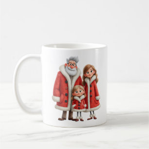 Taza De Café Invierno Familia Premium Acogedor 3D Pixar Acuarel