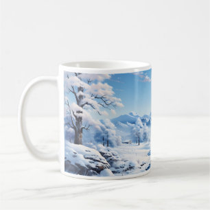 Taza De Café Invierno Forestal En El País De Las Maravillas