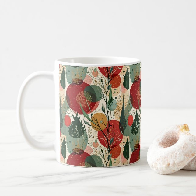 Taza De Café Invierno / Navidades Resumen de arte en mosaico (Con donut)